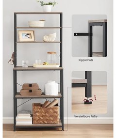 VASAGLE konyhai tárolóállvány, 40 × 60 × 167 cm, greige és fekete színben