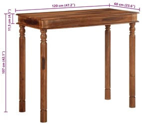 bárasztal 120x60x107 cm tömör fa akácfa