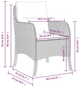 2 db vegyes bézs polyrattan kerti szék párnával