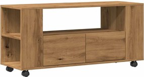 vidaXL kézműves tölgy szerelt fa TV-szekrény kerekekkel 102x34,5x43 cm