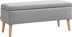 HOMCOM Tároló Pad Laza Hatású Kárpitozással, Ágy Pad Fa Lábbal, Tároló Doboz Nappalihoz, Hálószobához, Előszobához 110 x 39 x 45 cm, Szürke | Aosom