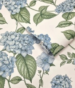 Holden Decor Wanderlust Hortensia kék-zöld virágos vlies tapéta – 92121