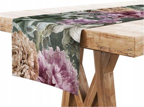 Asztalterítő 40x240 Dekoratív Virágok Zöld 9198