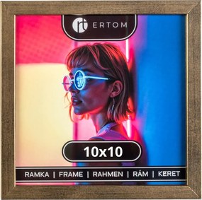 Fa képkeret 10x10 üveg régi arany elegáns négyzet alakú