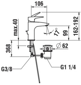 LAUFEN HF500701100000 - LAURIN mosdó csaptelep túlfolyóval, 16,2 cm