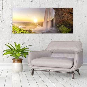 Kép - Seljalandsfoss a barlang mögül (120x50 cm)