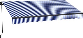 Outsunny Kihúzható Kézi Napernyő 3 x 2.5 m Balkon Napernyő Állítható Dőlésszögű Kézi Mechanizmus Alumínium FOGA Poliészter UV-védelem Kék és Fehér | A