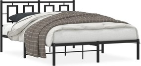 vidaXL fekete fém ágykeret fejtámlával 135 x 190 cm