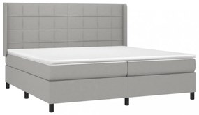 világosszürke szövet rugós és LED-es ágy matraccal 200x200 cm