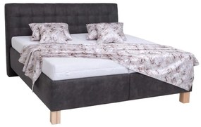 VIOLET kárpitozott ágy tárolóval, matrac nélkül, 160x200 cm, sötétszürke