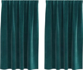 vidaXL Sötétítő függönyök 2 pcs Sötétzöld 140 x 140 cm Bársony