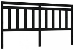 fekete tömör fenyőfa ágyfejtámla 206 x 4 x 100 cm