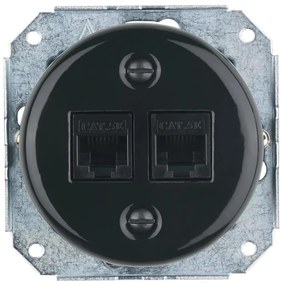 Bohemia-Design - Porcelán. retro ethernet aljzat keret nélküli 2x CAT.5E fekete