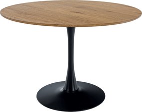 Étkezőasztal, kerek, tölgy/fekete, átmérő 110 cm, REVENTON NEW