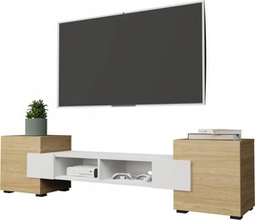 Komodee Torino Rtv szekrény fehér olajozott tölgy álló lógó a nappaliba