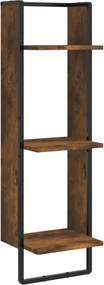 vidaXL 3 szintes füstös tölgy színű szerelt fa fali polc 30x25x100 cm