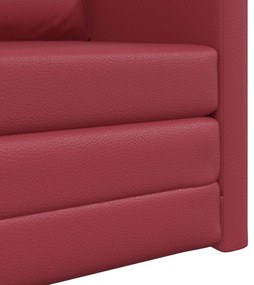 vidaXL Földi Kanapéágy 2 az 1-ben Burgundi vörös 74x77x81 cm Műbőr