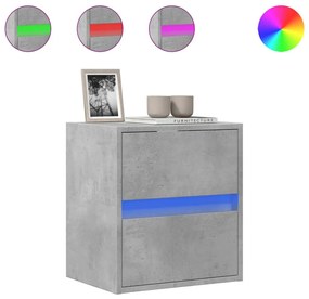 betonszürke falra szerelhető TV-szekrény LED-del 41x31x45 cm