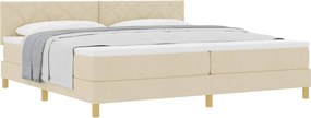 vidaXL Boxrugós ágy matracmal fejtámlával Krém 200 x 200 cm szövet