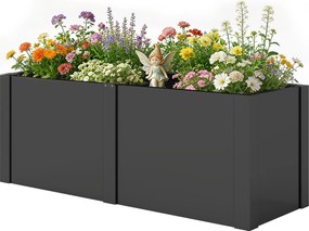 Outsunny fém emelt kerti ágyás 150 x 53 x 55 cm — horganyzott, UV-álló, nyitott aljú, elválasztóval | Aosom