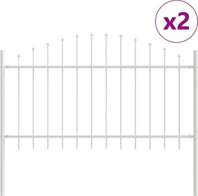 vidaXL Kerti Kerítés 2 pcs Fehér 170 x 140 cm Porszórt acél