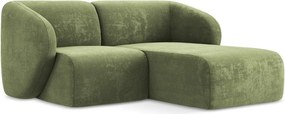 Zöld zsenília sarokkanapé (jobb oldali-heverő résszel) Lani – Makamii