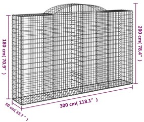 7 db íves horganyzott vas gabion kosár 300x50x180/200 cm
