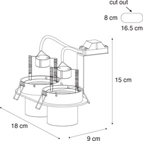 Kerek beépíthető spotlámpa fehér GU10 50 mm 2-fényes - Installa