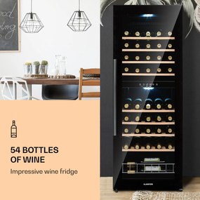 Klarstein Barossa 54 Duo, borhűtő, 148 liter,2 zóna, 54 palack, érintőképernyő