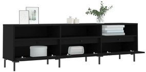 fekete szerelt fa TV-szekrény 150 x 30 x 44,5 cm