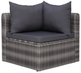 3-részes szürke polyrattan kerti ülőgarnitúra párnákkal