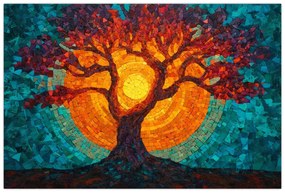 Kép - Az élet fája és a nap mozaikban (90x60 cm)