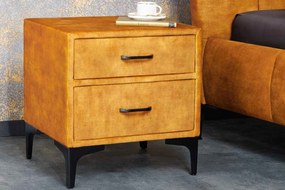 Design éjjeliszekrény Bailey mustársárga bársony