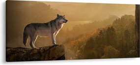 Egy farkas képe a sziklán (120x50 cm)