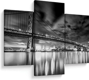 Kép - Benjamin Franklin híd, Philadelphia, fekete-fehér (90x60 cm)