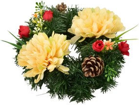 Halottak napi koszorú Narancssárga krizantémok, 20cm