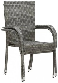 2 db szürke rakásolható polyrattan kültéri szék