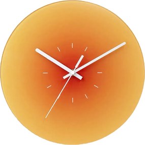 Nagy, csendes falióra konyhába, nappaliba, 30 cm-es, loft stílusú, narancssárga naplemente mintával