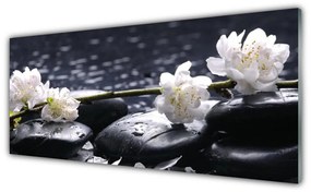 Modern üvegkép virág Stones 125x50 cm