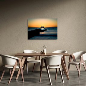 Üveggolyó a tenyérben (üvegen) (70x50 cm)