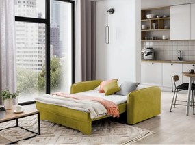 Sárga zsenília kinyitható-tárolóhelyes kanapé 155 cm Laine – ELTAP