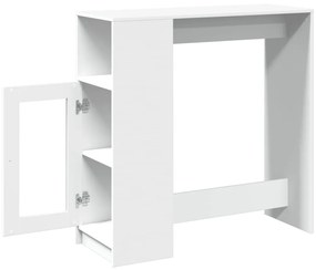 fehér szerelt fa tárolórekeszes bárasztal 101 x 40 x 103,5 cm