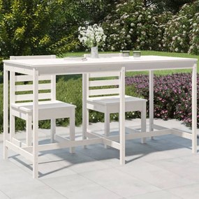 Fehér tömör fenyőfa kerti asztal 203,5x90x110 cm