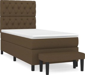 vidaXL sötétbarna szövet rugós ágy matraccal 80 x 200 cm