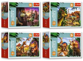 Mini puzzle - Ismerd meg a dinoszauruszok világát - 4 db-os készlet