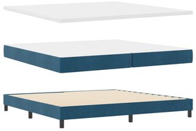 Boxspring Ágy Mattal &amp; LED Sötétkék 200x200 cm Bársony