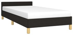 fekete szövet ágykeret fejtámlával matrac nélkül 90x190 cm