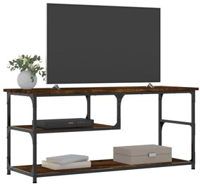 füstös tölgy színű szerelt fa és acél TV-szekrény 103x38x46,5cm