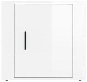 2 db magasfényű fehér éjjeliszekrény 50x39x47 cm