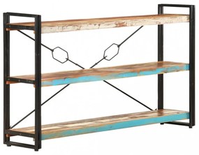 3 szintes tömör újrahasznosított fa könyvespolc 140x30x80 cm